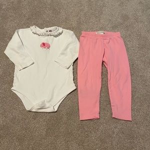 TBBC 12-18 month play leggings & a 12 month shower me with love elephant onesie